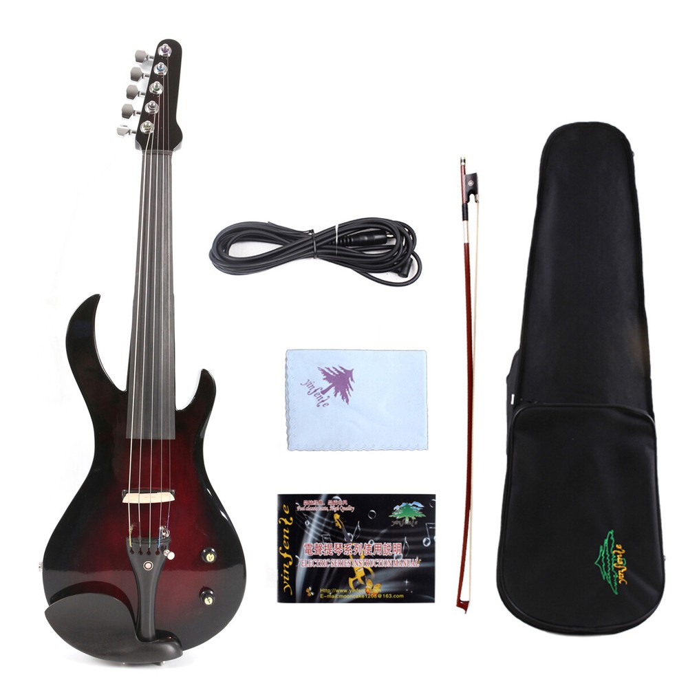 Advanced 5strings Electric Violin 4/4 Guitar Shape Nice Tone Free Case #EV20