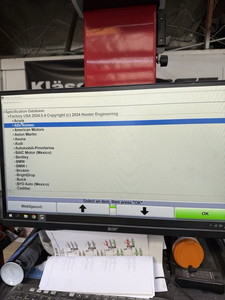 Hunter HawkEye Elite alignment setup