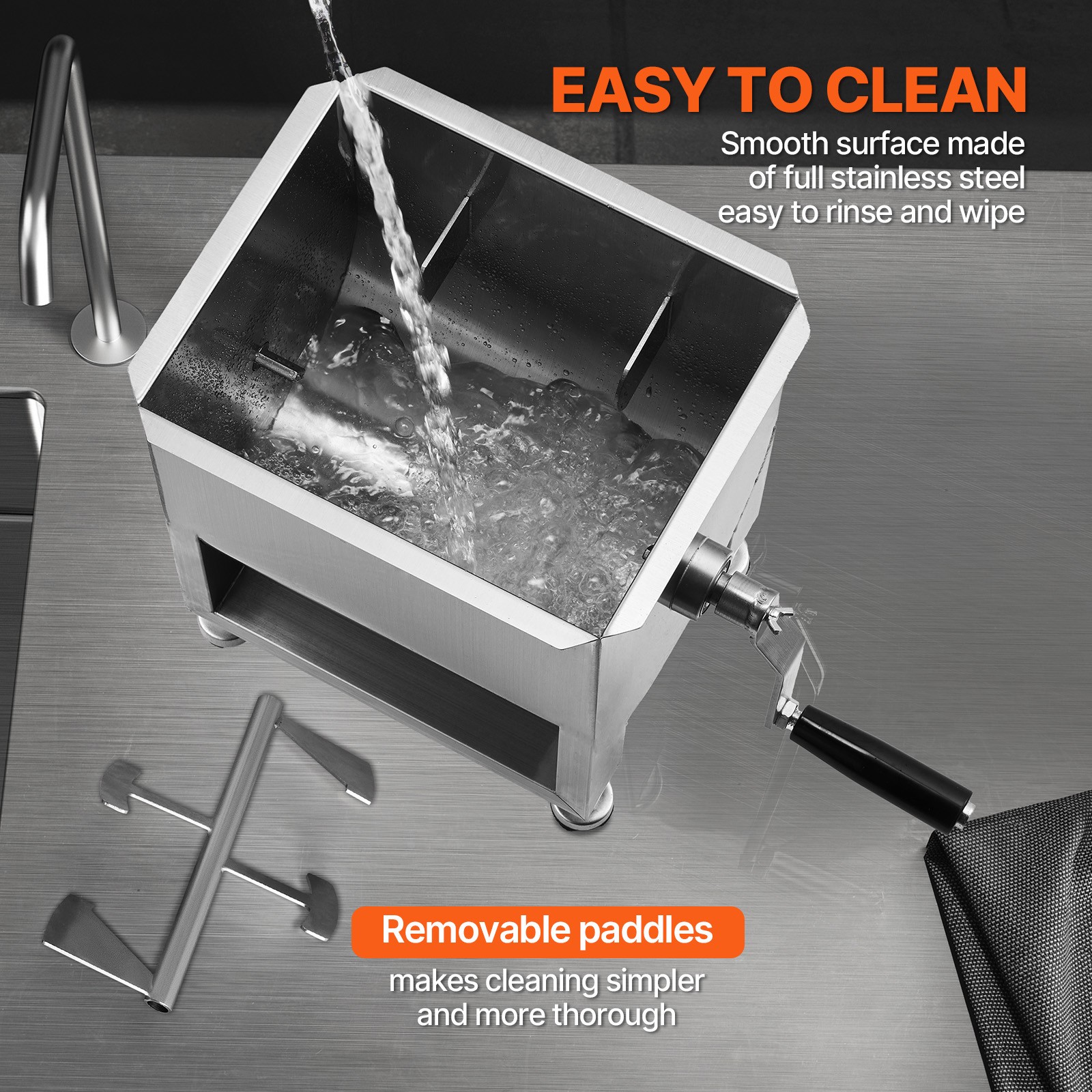 Manual Meat Mixer 15LB Fixed Tank Mixing Max Hand Meat Sausage Mixer Machine