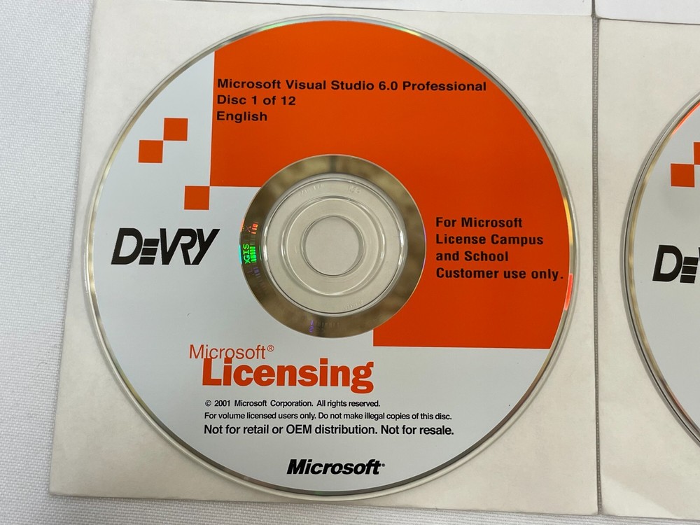 Microsoft DeVry Visual Studio 6.0 Professional 12-Disc Complete Set Software CD