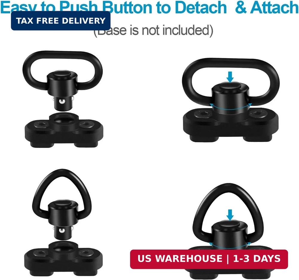 4 Pack QD Sling Swivels, Quick-Disconnect Push Button for Two Point and Traditio