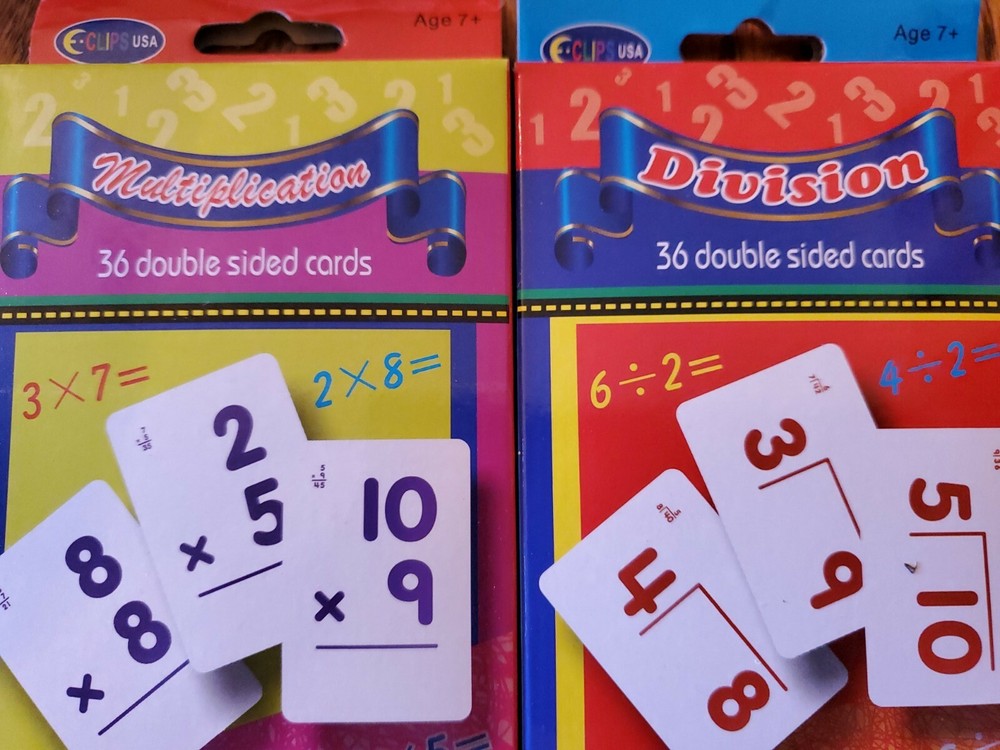 Multiplication & Division Flash Cards Set of 2 boxes ea w/ 36 Double SIDED Math
