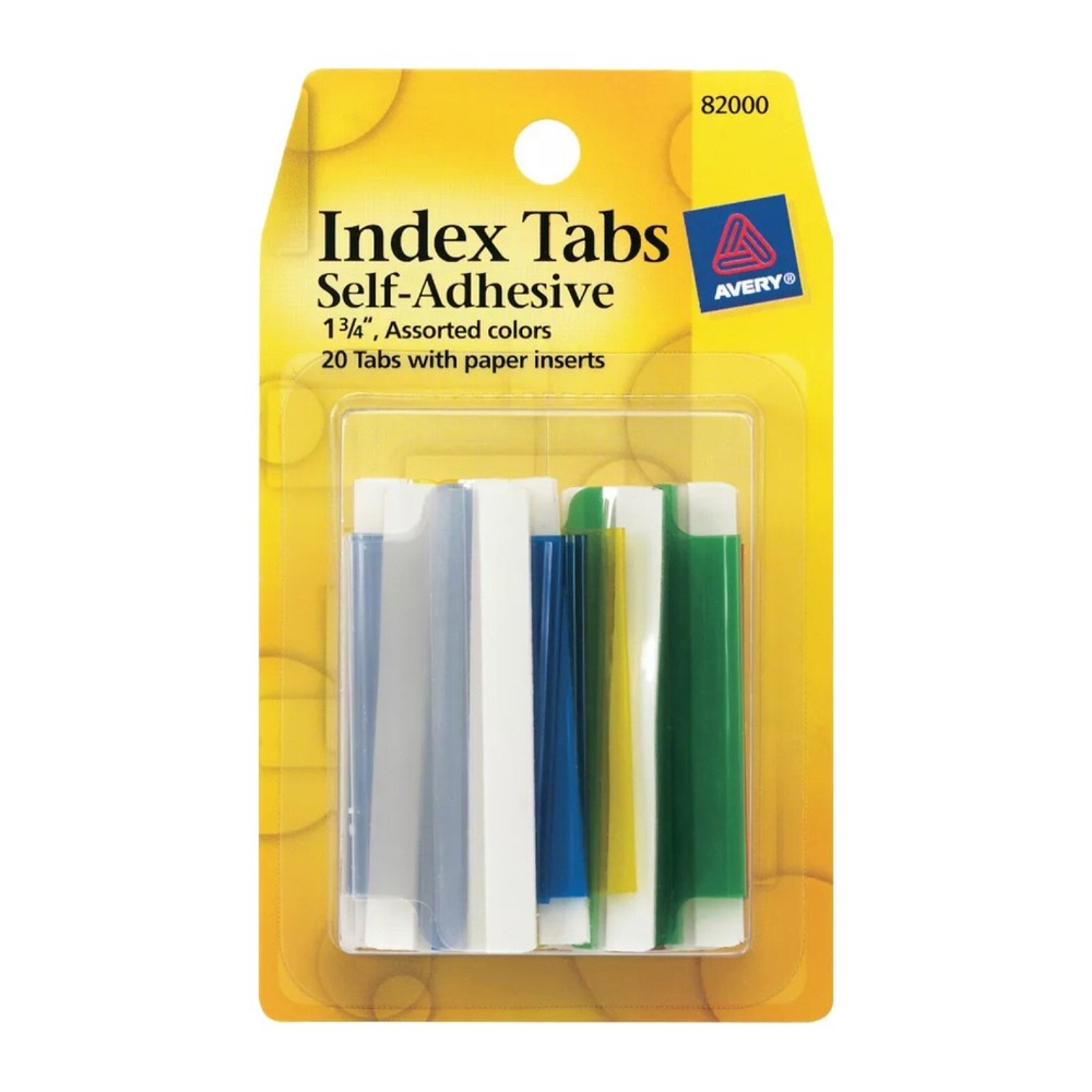 2 Packs Avery Index Tabs Writable Inserts 1-3/4" 1.75" Multicolor Assorted 20/Pk