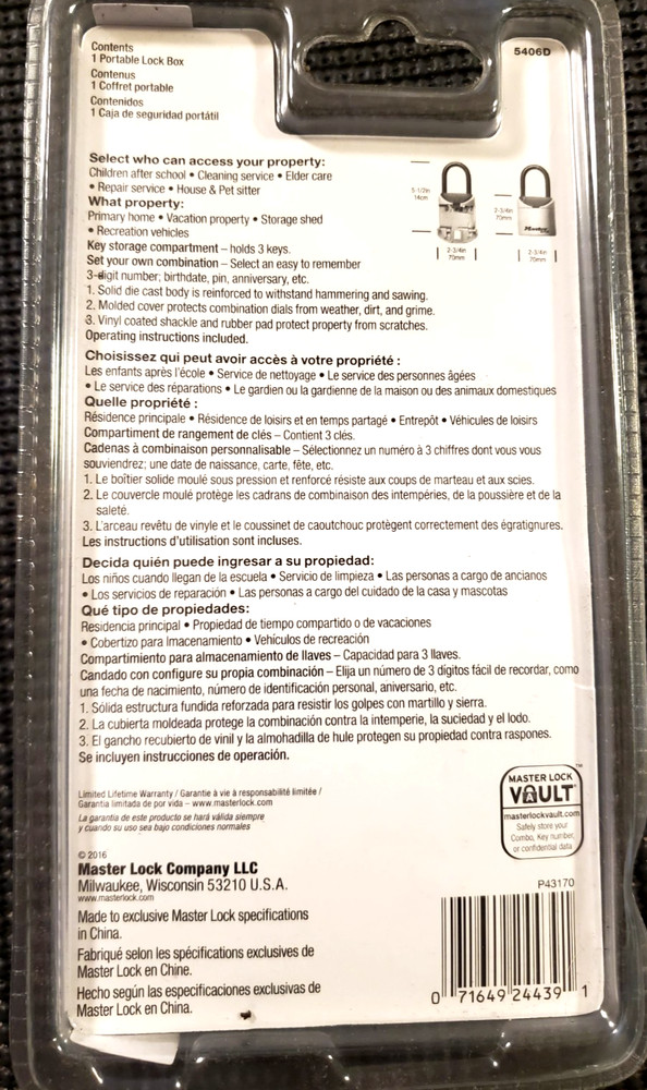 Master Safe Space Lock Portable Lock Box