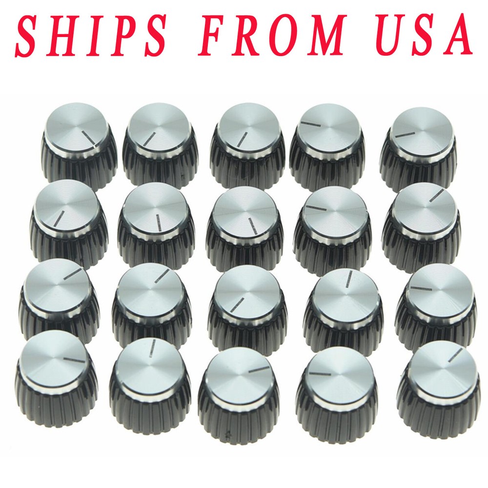 KAISH 20x Guitar AMP Amplifier Knobs Black/Silver Cap Push on Knobs for Marshall