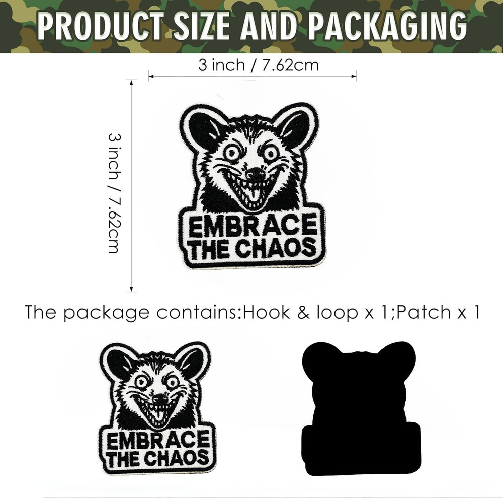 Embrace the Chaos Patch – 3 Inch Funny Morale Patch with Hook & Loop Backing – C