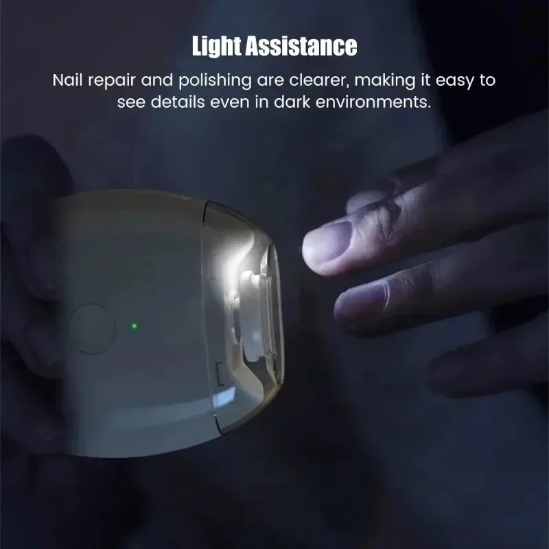 Electric Nail Grinder Automatic LED Light Trimmer Toe Cutter