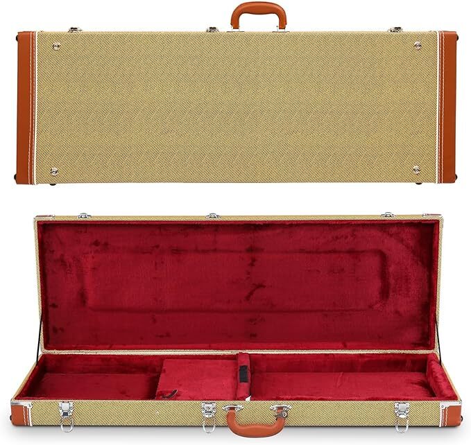Electric Guitar Hard Case, Rectangle Wooden Hard-Shell Protective Carrying Case