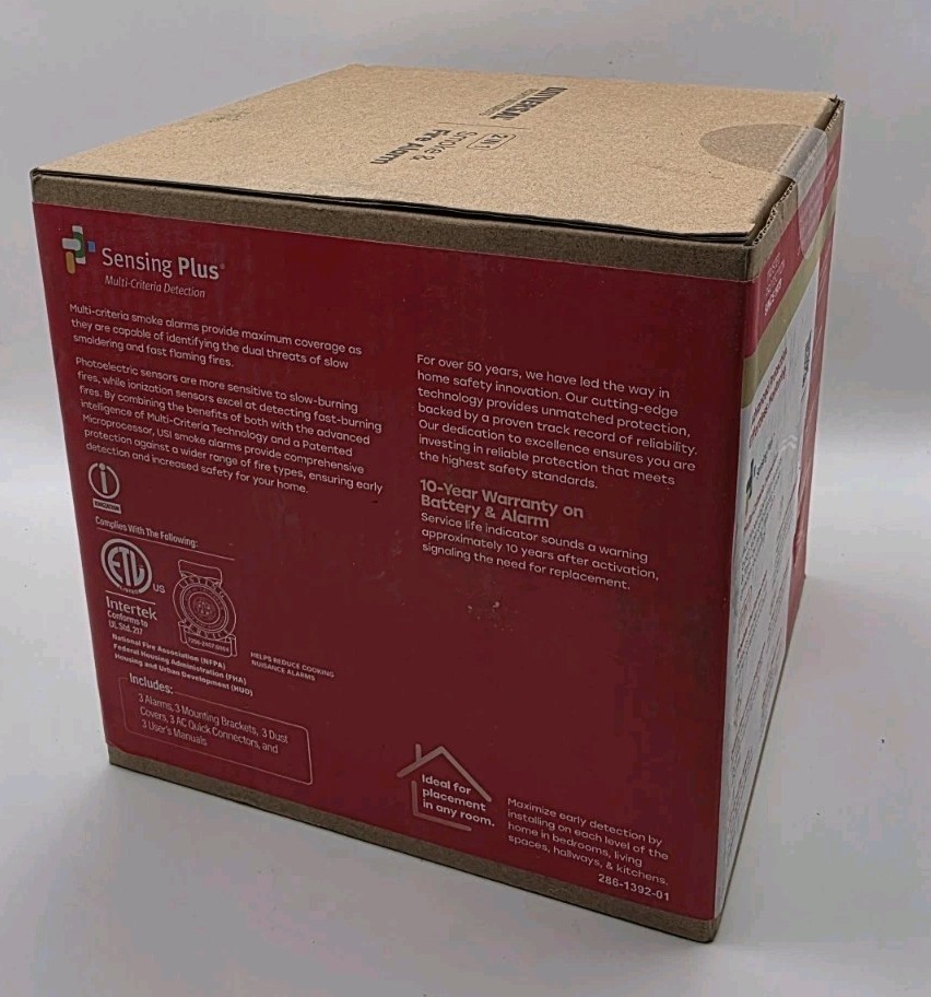 Universal Security (3-Pack) Hardwired & 10-Year Battery Smoke Detector
