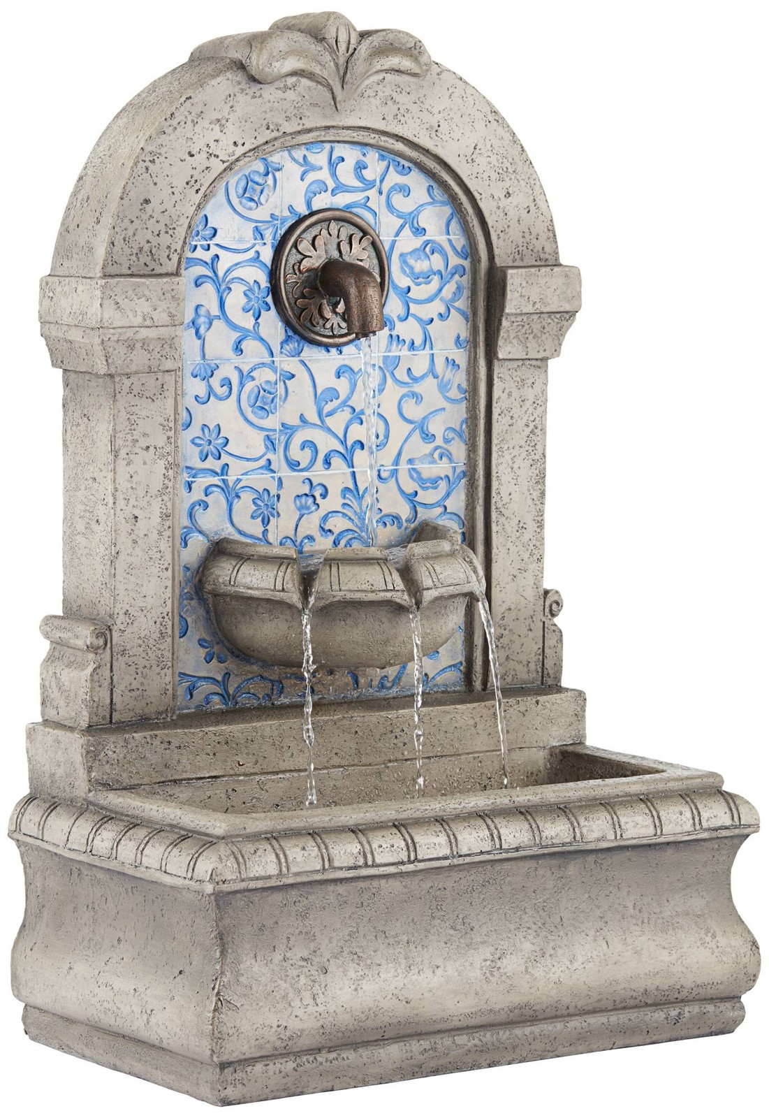 Manhasset Modern Cascading Outdoor Wall Water Fountain
