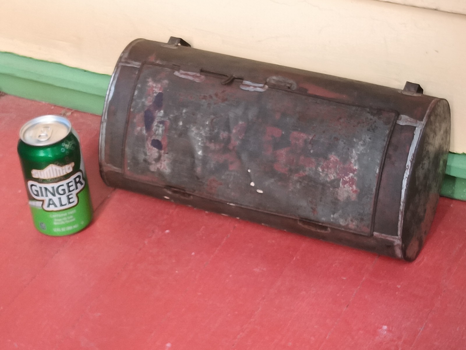 Tin Storage Botanist VASCULUM, or Satchel for Early Motorcycle ?