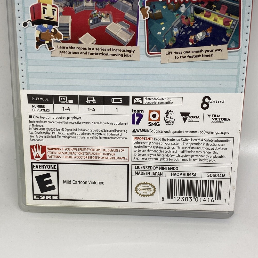 Moving Out (Nintendo Switch) Case Only, Used