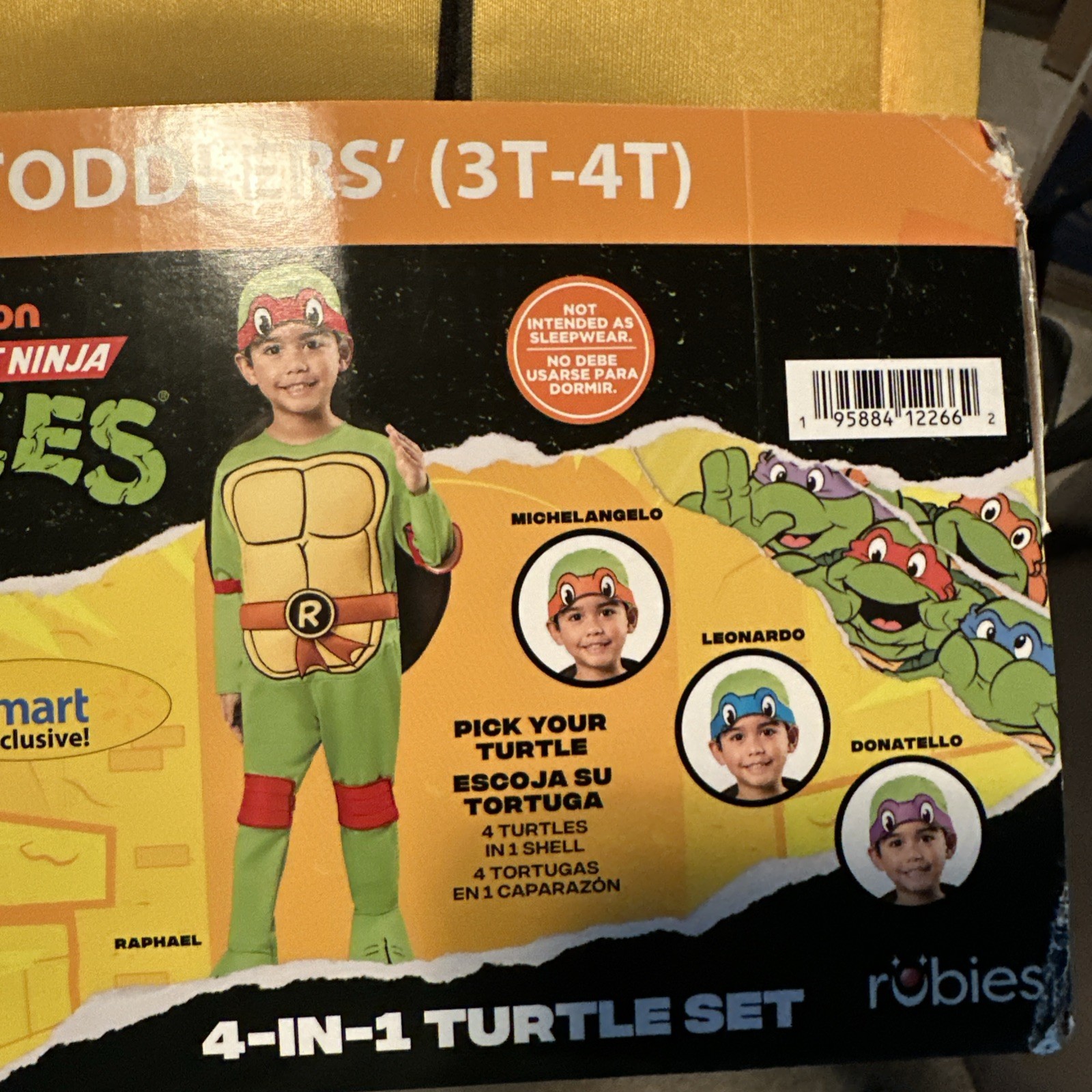 Halloween Costume Boy Toddler 3t-4t TMNT Turtles 4 In 1 Turtle Set New