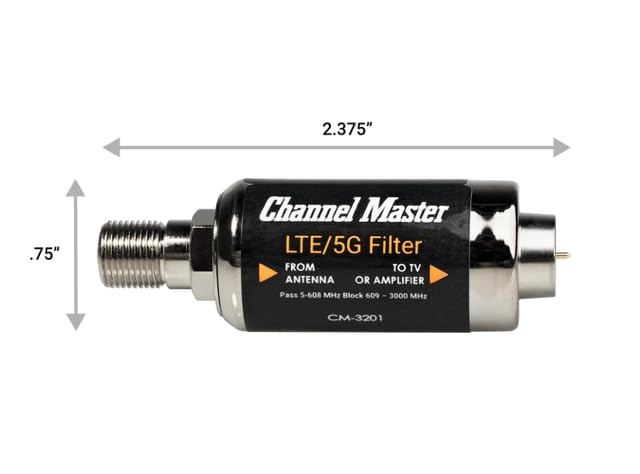 Channel Master LTE/5G Filter – Reduces Pixelation Compact, dark gray or black