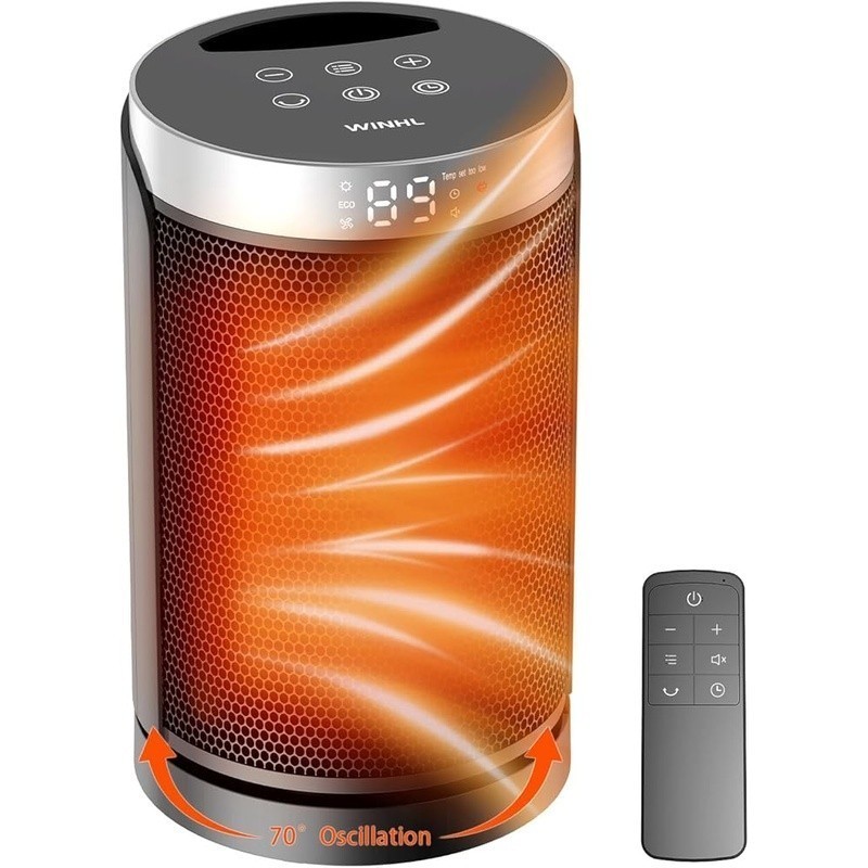 Portable Space Heater Fast Heating Remote Control Oscillation Safety Features US