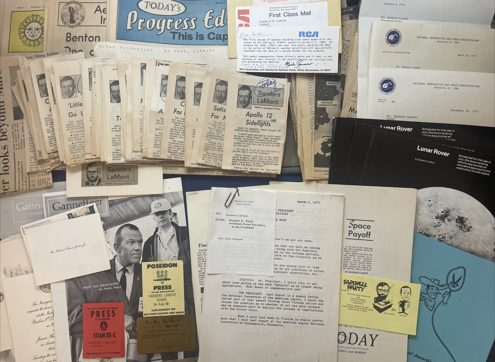 Vintage NASA Space Collectible Lot/Scrapbook - Sanders LaMont Aerospace Writer