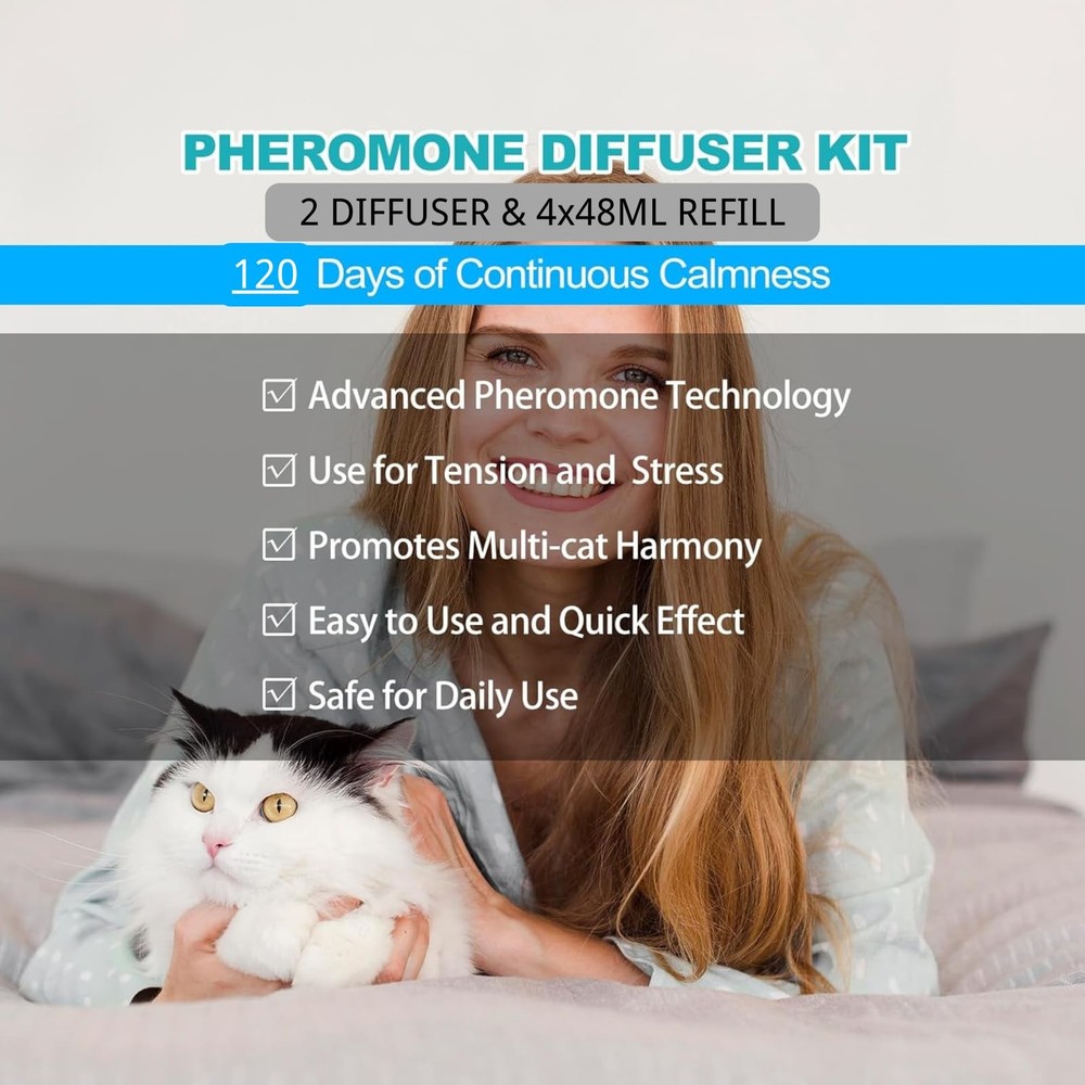 Cat Calming Diffuser, Cat Pheromones Calming Diffuser with 2 Diffuser + 4 Ref...