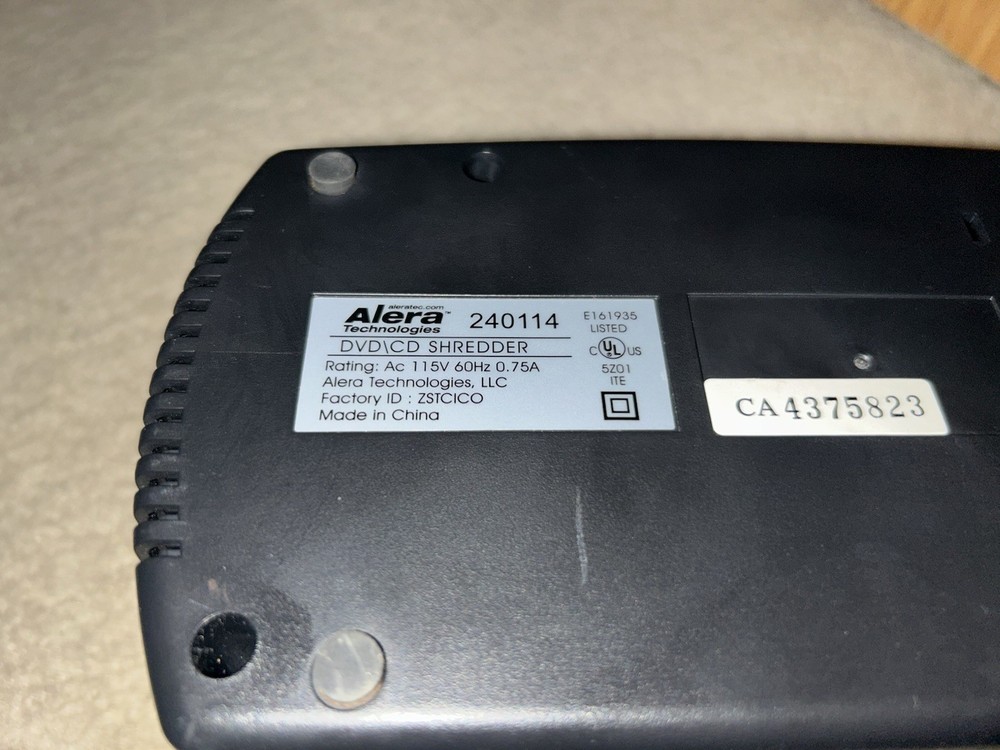 Alera Technologies DVD/CD Shredder 240114 Tested