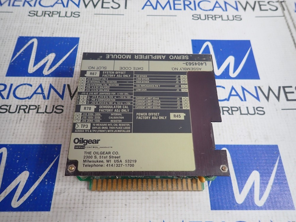 OILGEAR L404563 SERVO AMPLIFIER MODULE
