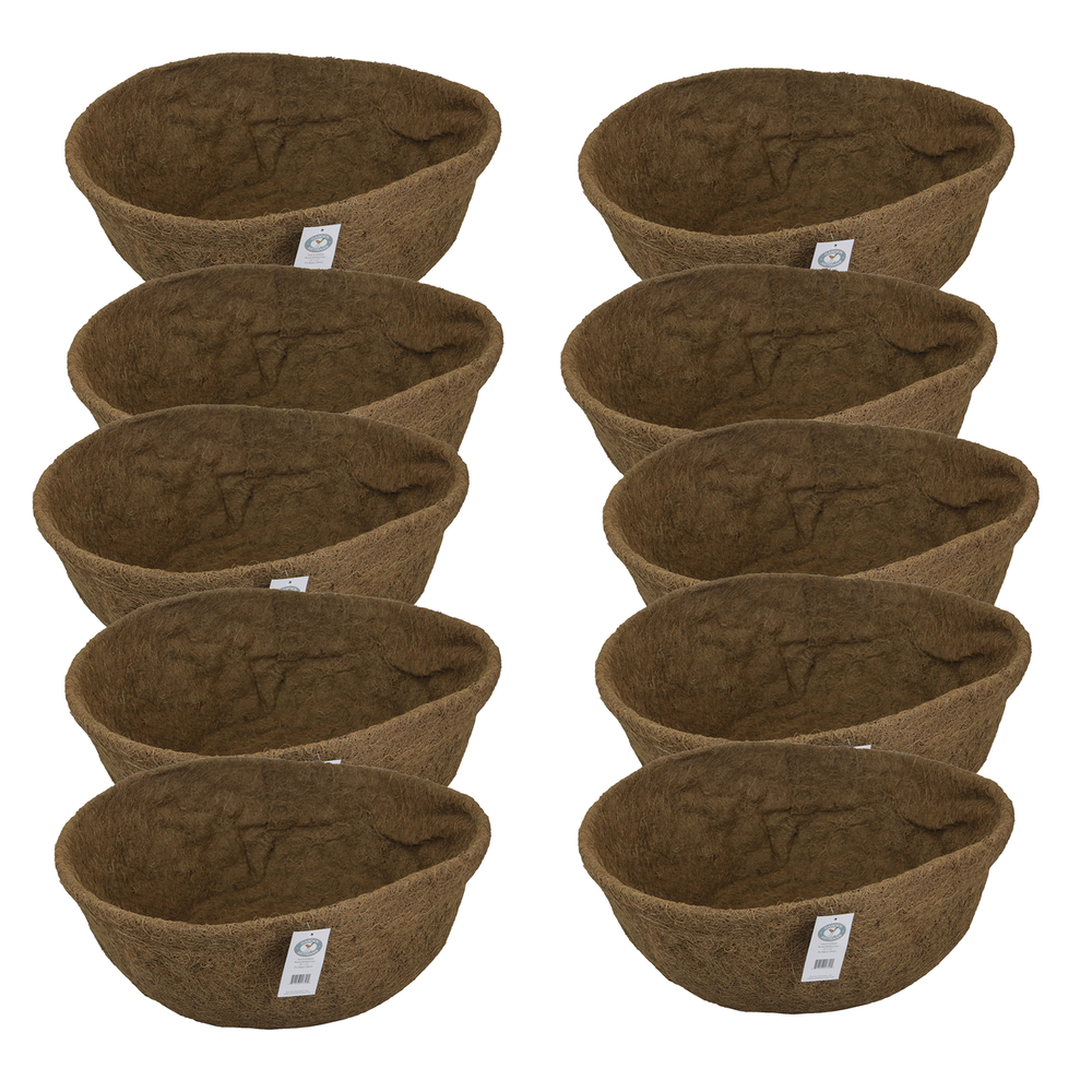 22" x 10" Hanging Basket Round Molded Coco Liner - 10 Pack