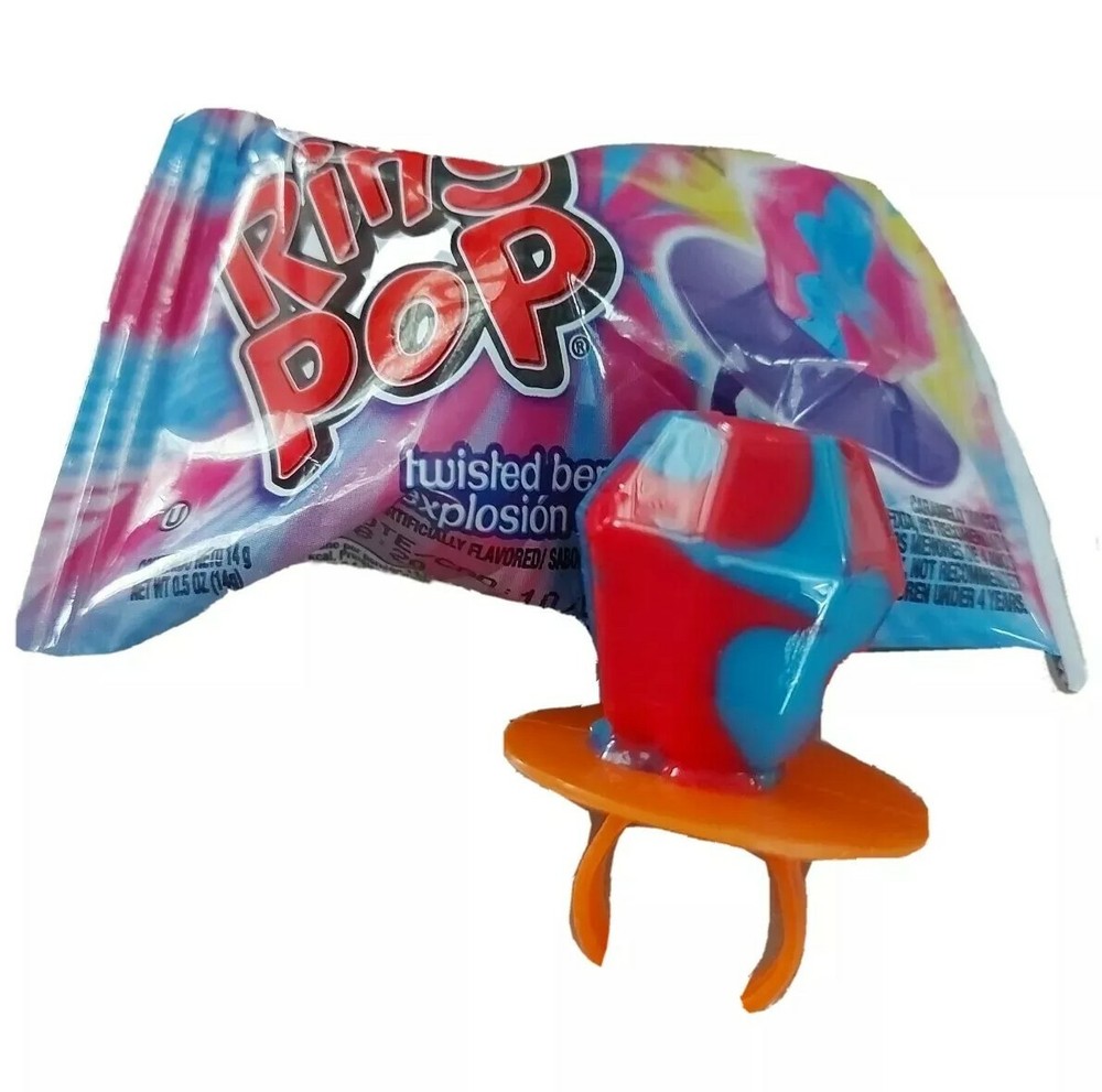 CONFETTI RING POP WITH REAL FRUIT JUICE CANDY RING ASSORTED (JAR-30PKS)