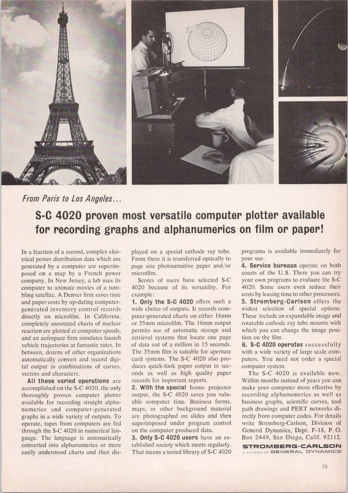 Stromberg-Carlson S-C 4020 Vintage 1965 Print Ad Computer Plotter