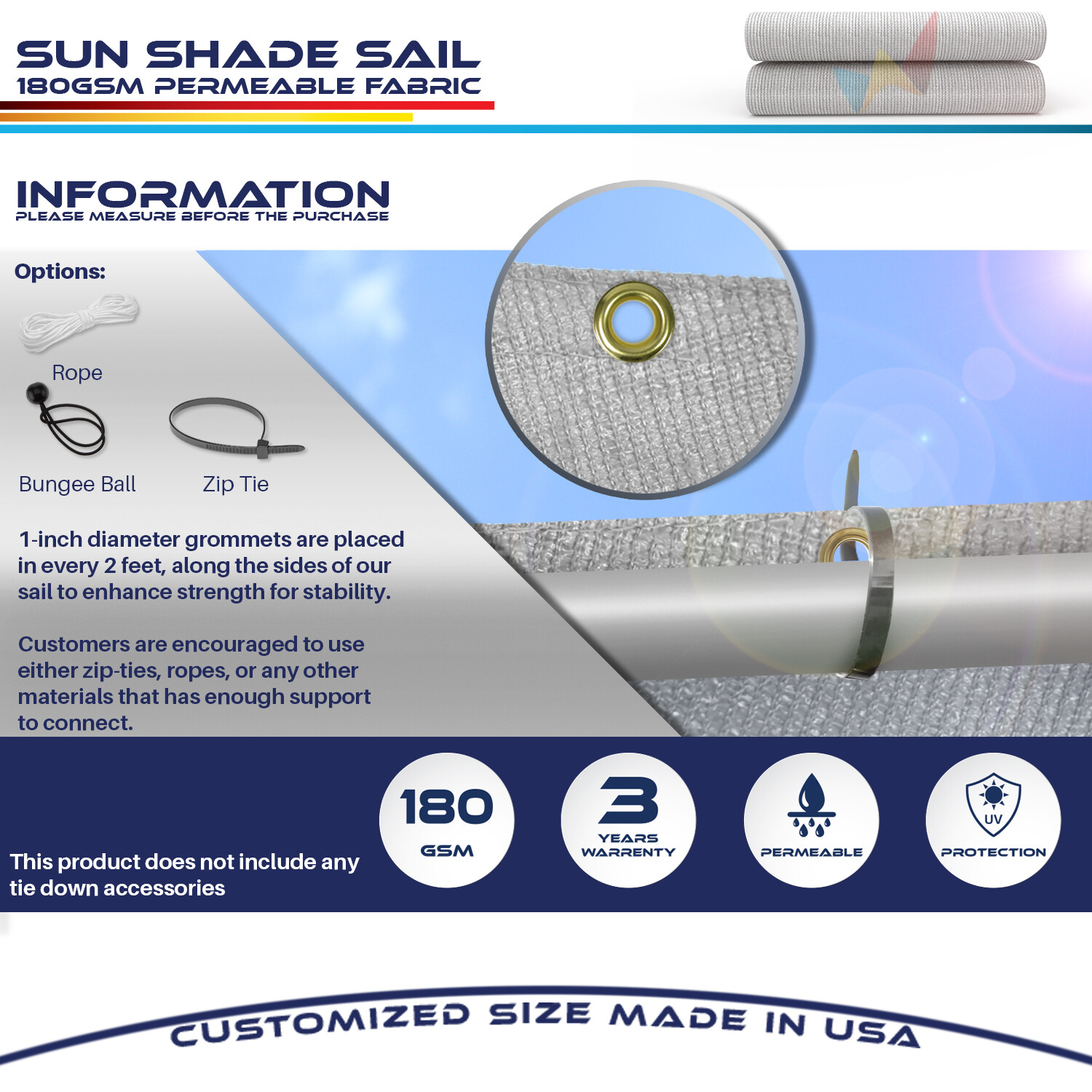 Sun Shade Sail Light Gray Fabric Canopy Awning Outdoor UV 11-16 ft