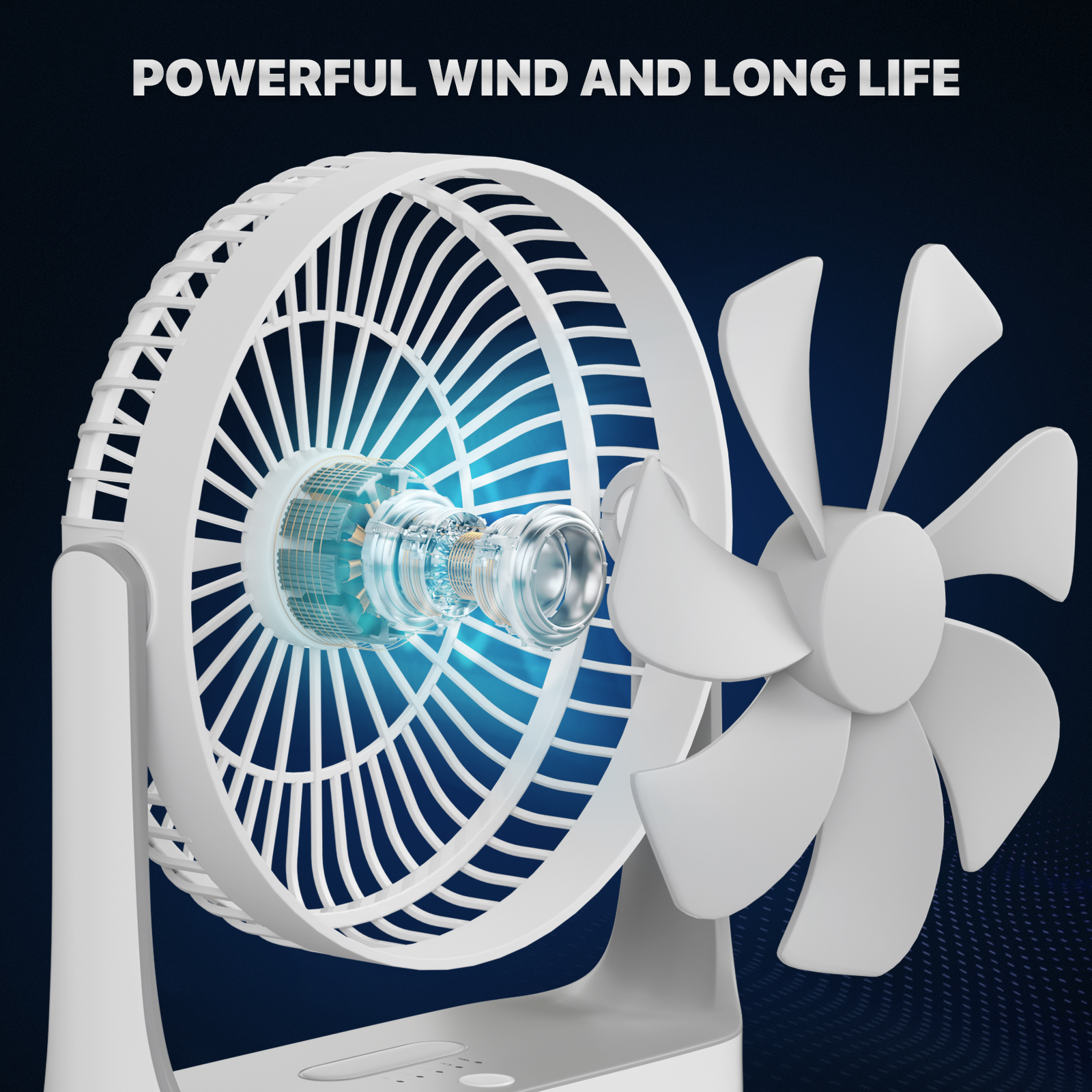 Portable Personal Desk Fan 4 Speed 180° Tilt USB Rechargeable Fan w/Hanging Hook