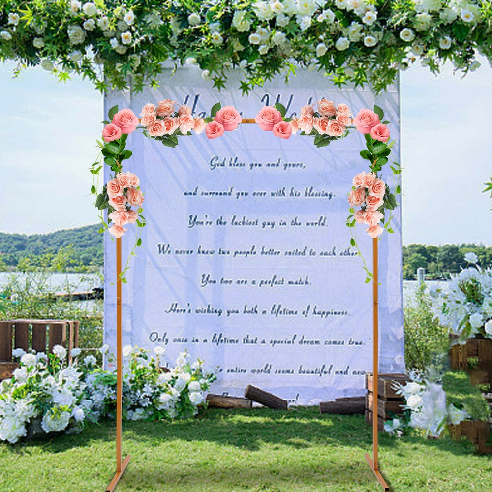 Wedding Arch Rack Rectangular Flower Decor Frame Stand Gold Metal Party Backdrop