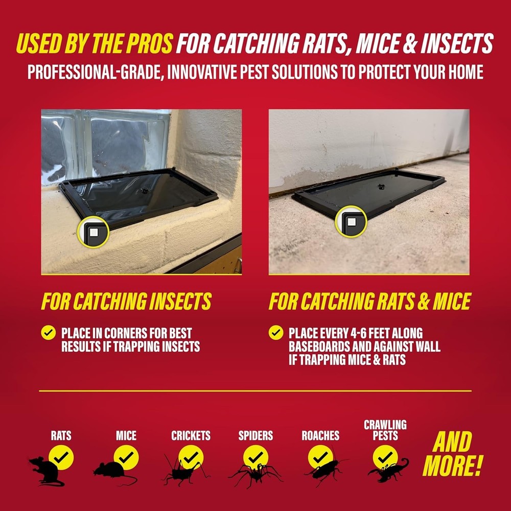 Effective Glue Traps for Snakes, Mice, and Spiders - 2 Pack for Total Coverage