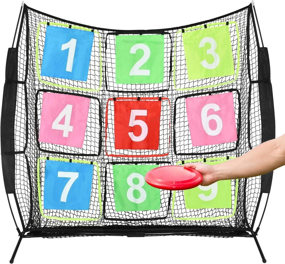 Disc Golf Net Portable Disc Training Net with 9 Target for Backyard, 7ft x 7ft