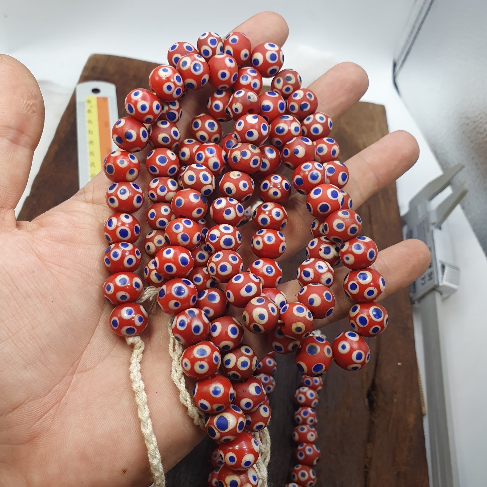 Red Skunk Beads African Style Glass Round Blue White Eye Beads Jewelry Making