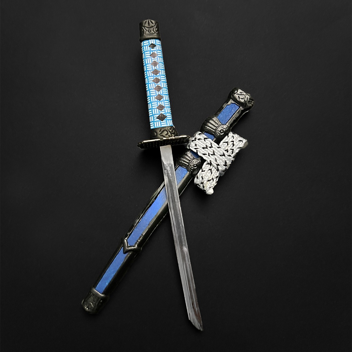 Mini Katana Letter Opener With Stand (Blue)