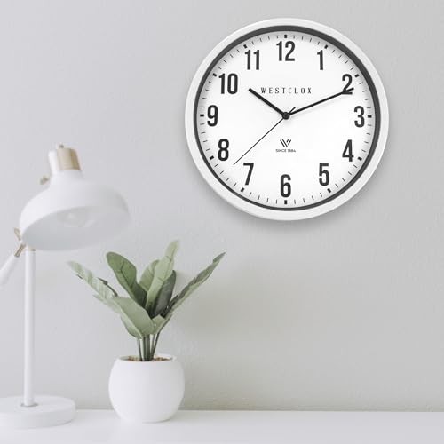 Classic Wall Clock, 9 Inch White Frame Analog Clock with Easy to Read Dial
