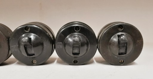 Vintage Old 4 Pcs Electrical Bakelite Switch & 1 Socket made in India.