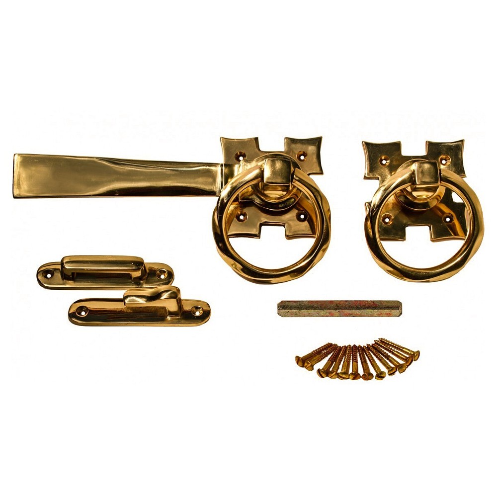Gate Latch Set Solid Brass Ring Twist 7.25 "L Heavy Duty Renovators Supply