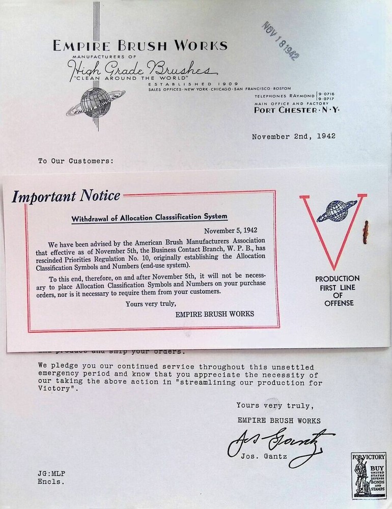 WWII NOS Wooden M-117 Empire Uniform Lint Brush Brass Bristles With Original Box