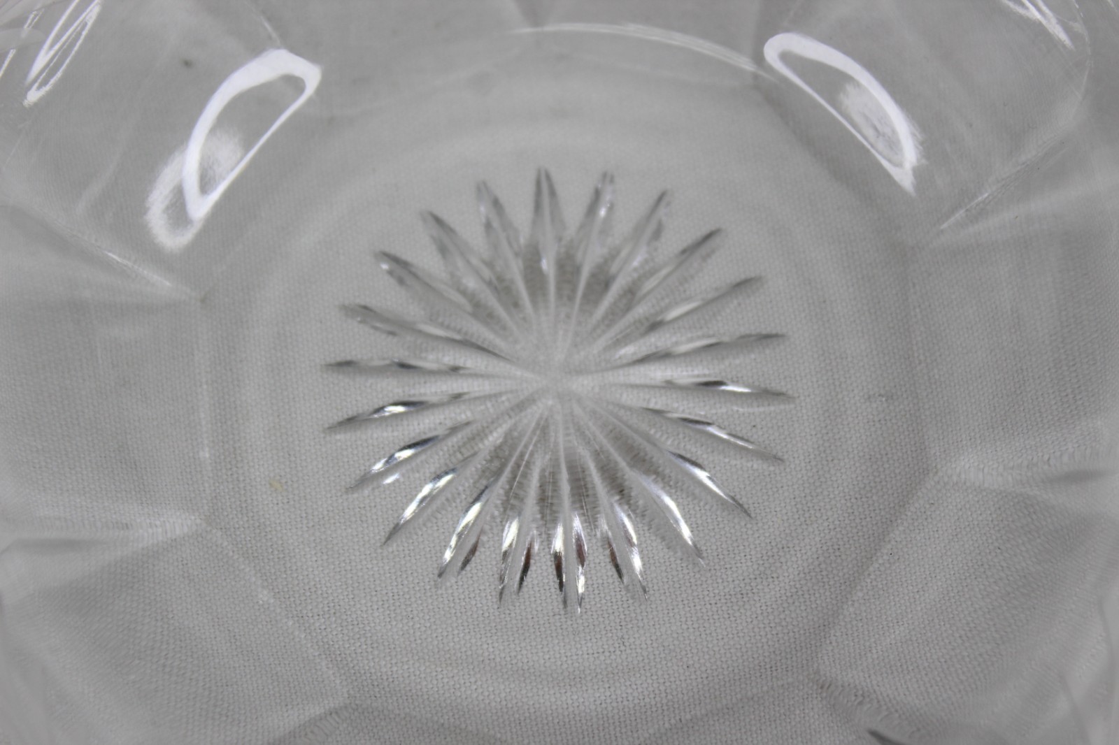 VTG Cut Glass with Sterling Silver Rim Bowl Berry and Leaves Pattern 6 1/2 inch