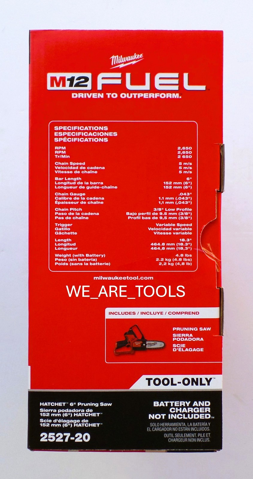 New Milwaukee 2527-20 M12 FUEL HATCHET 6 in Pruning Saw Brushless Bar & Chain