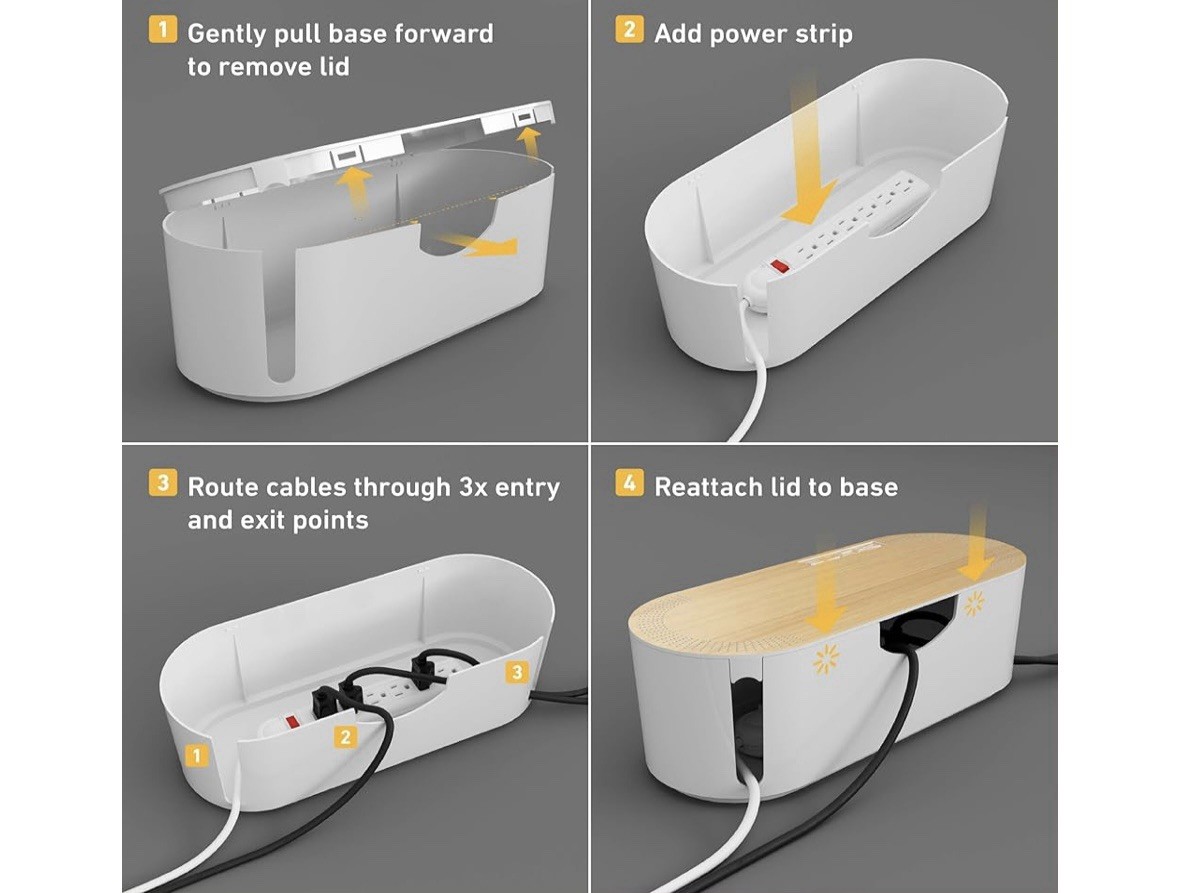 D-Line Cable Management Box Hide And Conceal Power Strips Electrical Cords