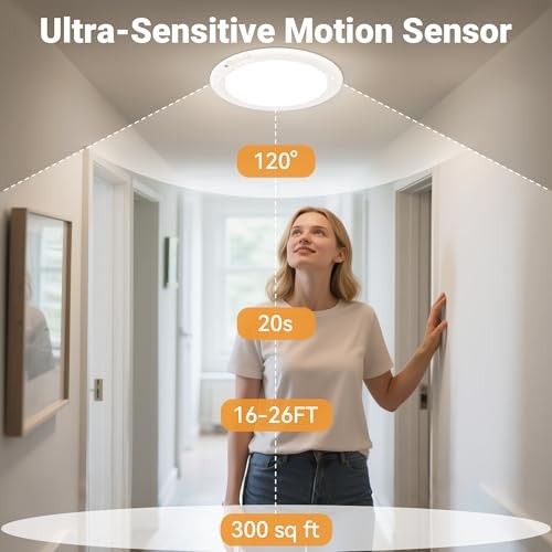 Rechargeable Ceiling Light No Wiring - Motion Sensor Night 2 Packs Multicolor