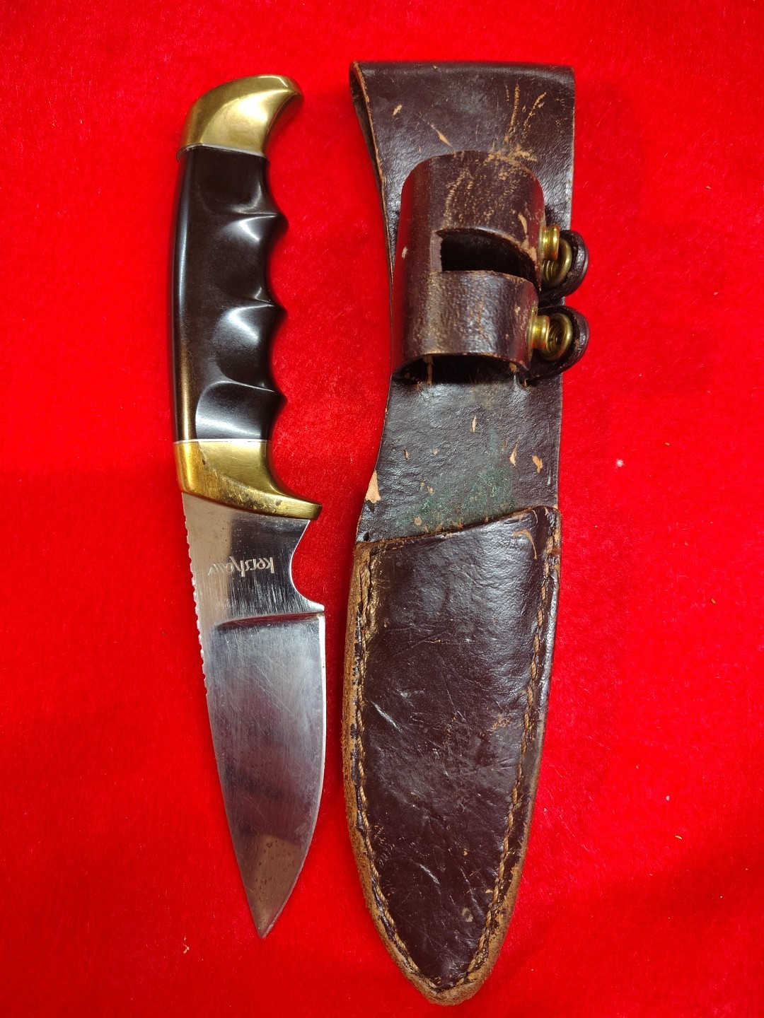 Vintage Kershaw 1030 Fixed Blade Deer Hunter Knife with Sheath