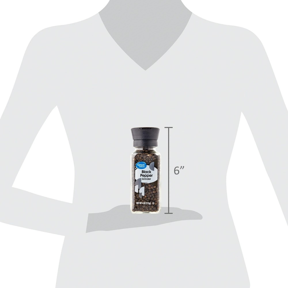 Great Value Black Pepper Grinder, 4 oz.