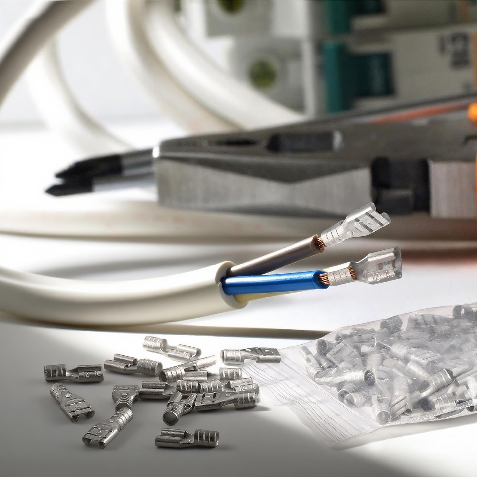 50 Pcs High Temperature Female Non Insulated Spade Connectors, 12-10 Gauge Quick