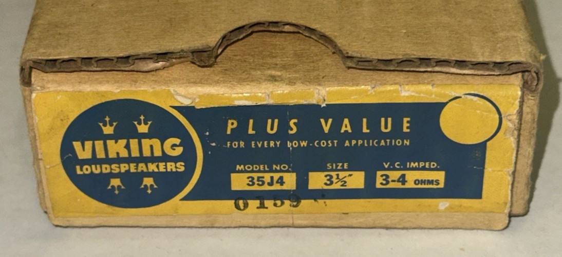 Viking Loudspeaker S-5J4 3.5" 3-4 Ohms Plus Value New Old Stock Box Audio NOS