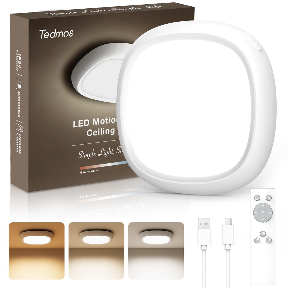 Rechargeable Shower Light for Inside Shower, 12000mAh Motion Sensor Wireless ...