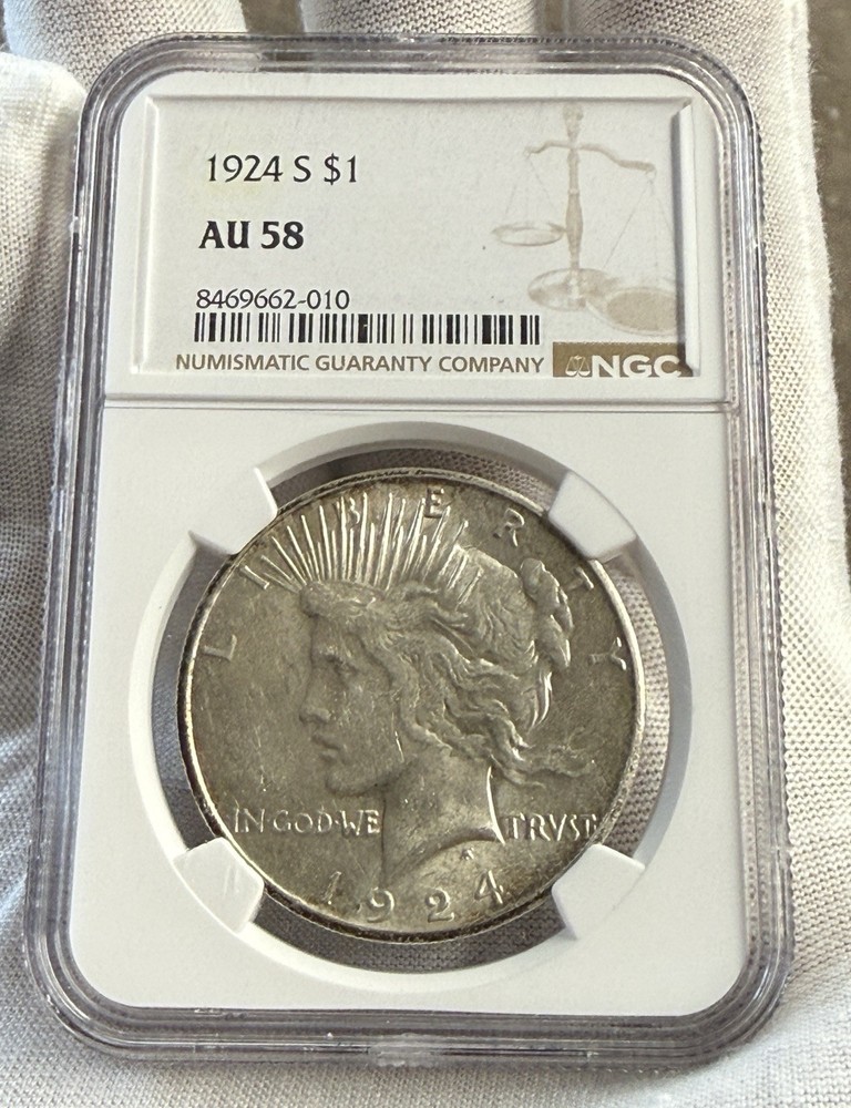 1924 S PEACE DOLLAR NGC AU 58