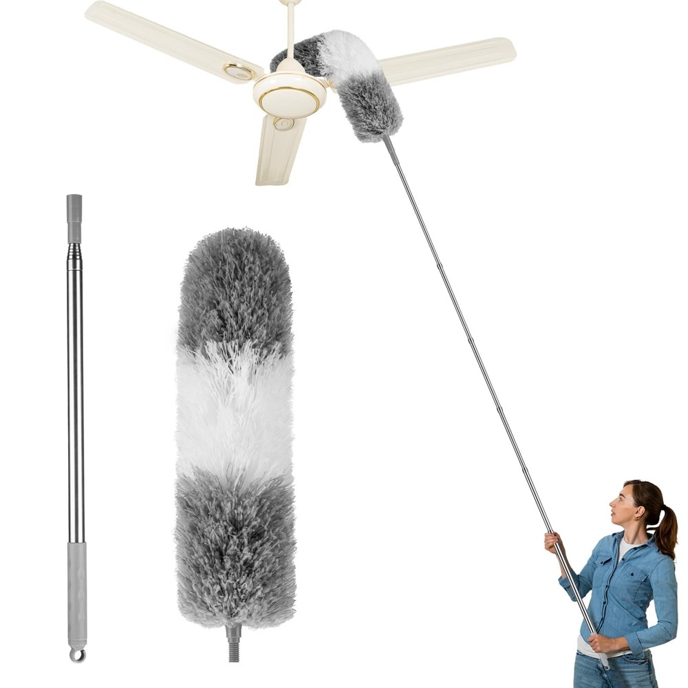 Dusters for Cleaning,Feather Duster with Extension Pole,Ceiling Fan Cleaner D...