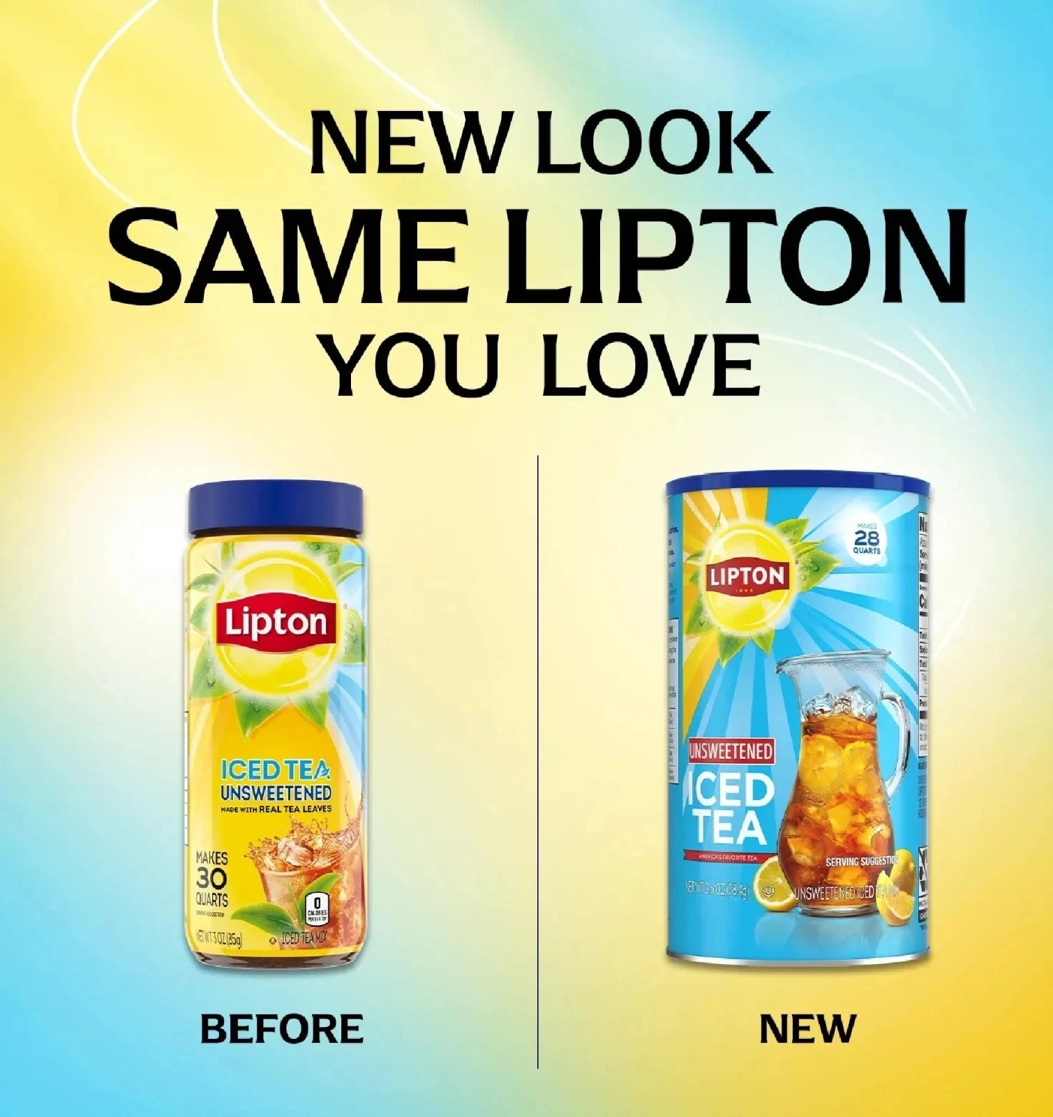 3 PACK NEW Lipton Caffeinated Unsweetened Instant Iced Tea 28 Quarts