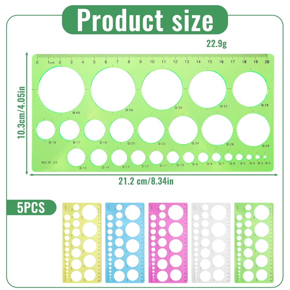 5 PCS Circle Template Plastic Circle Stencil Template Multi-Function Circles ...
